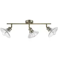 Milan 3 Light Ribbed Glass Spotlight - Gold