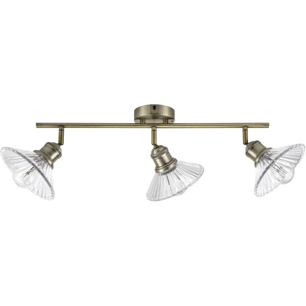Milan 3 Light Ribbed Glass Spotlight - Gold image