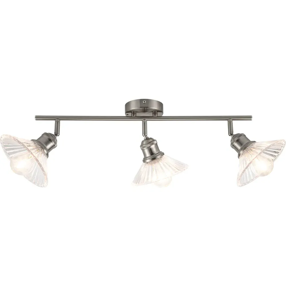 Milan 3 Light Ribbed Glass Spotlight - Silver