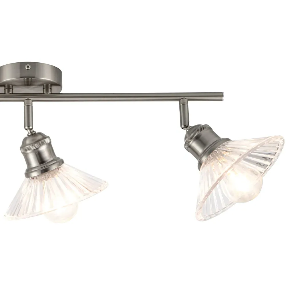 Milan 3 Light Ribbed Glass Spotlight - Silver