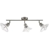 Milan 3 Light Ribbed Glass Spotlight - Silver