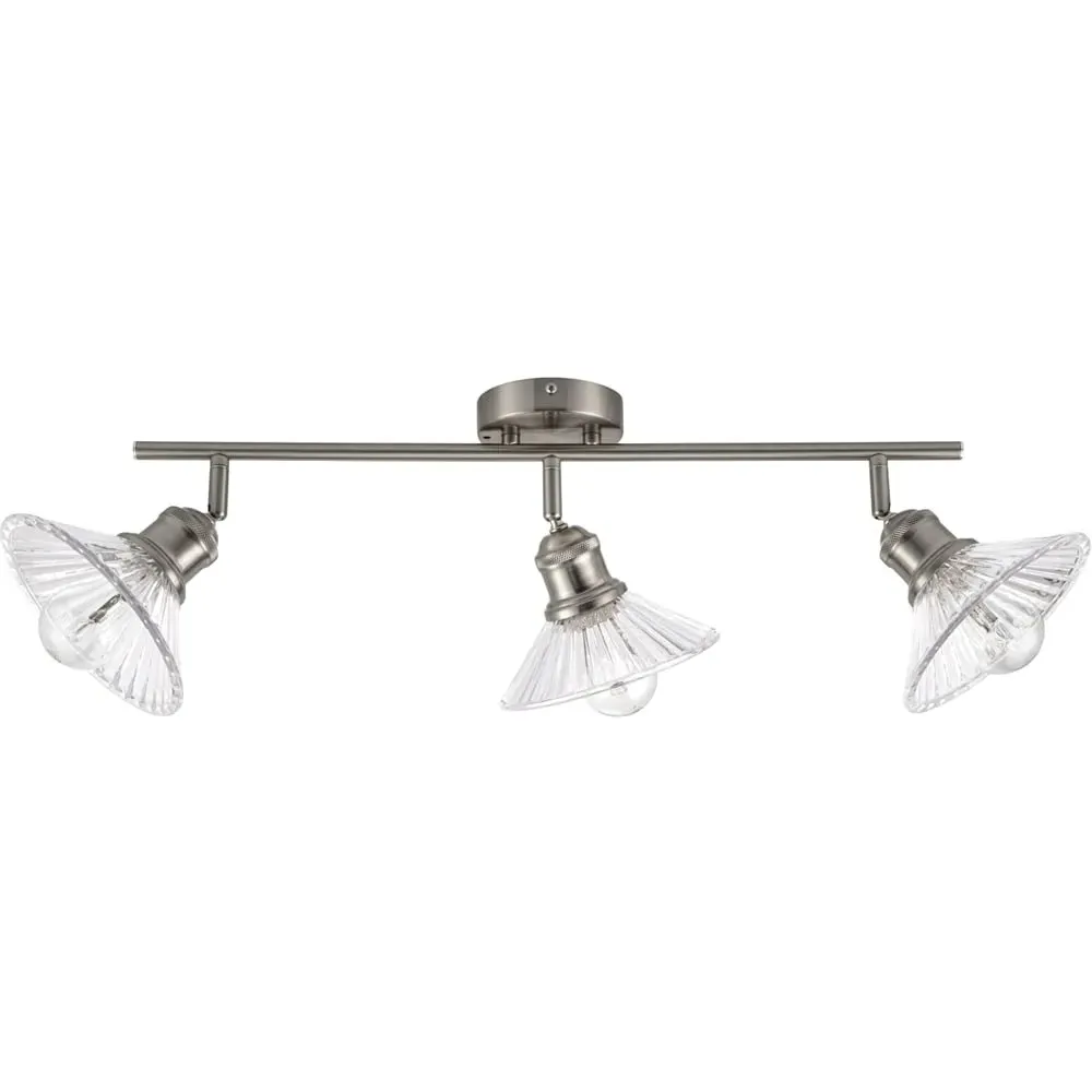 Milan 3 Light Ribbed Glass Spotlight - Silver
