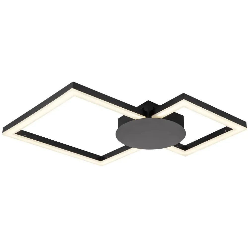 Miles 2 Square LED Flush Ceiling Light - Black, Matt Black