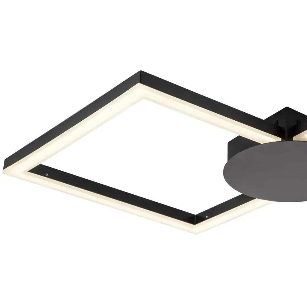 Miles 2 Square LED Flush Ceiling Light - Black, Matt Black