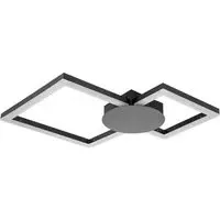 Miles 2 Square LED Flush Ceiling Light - Black, Matt Black