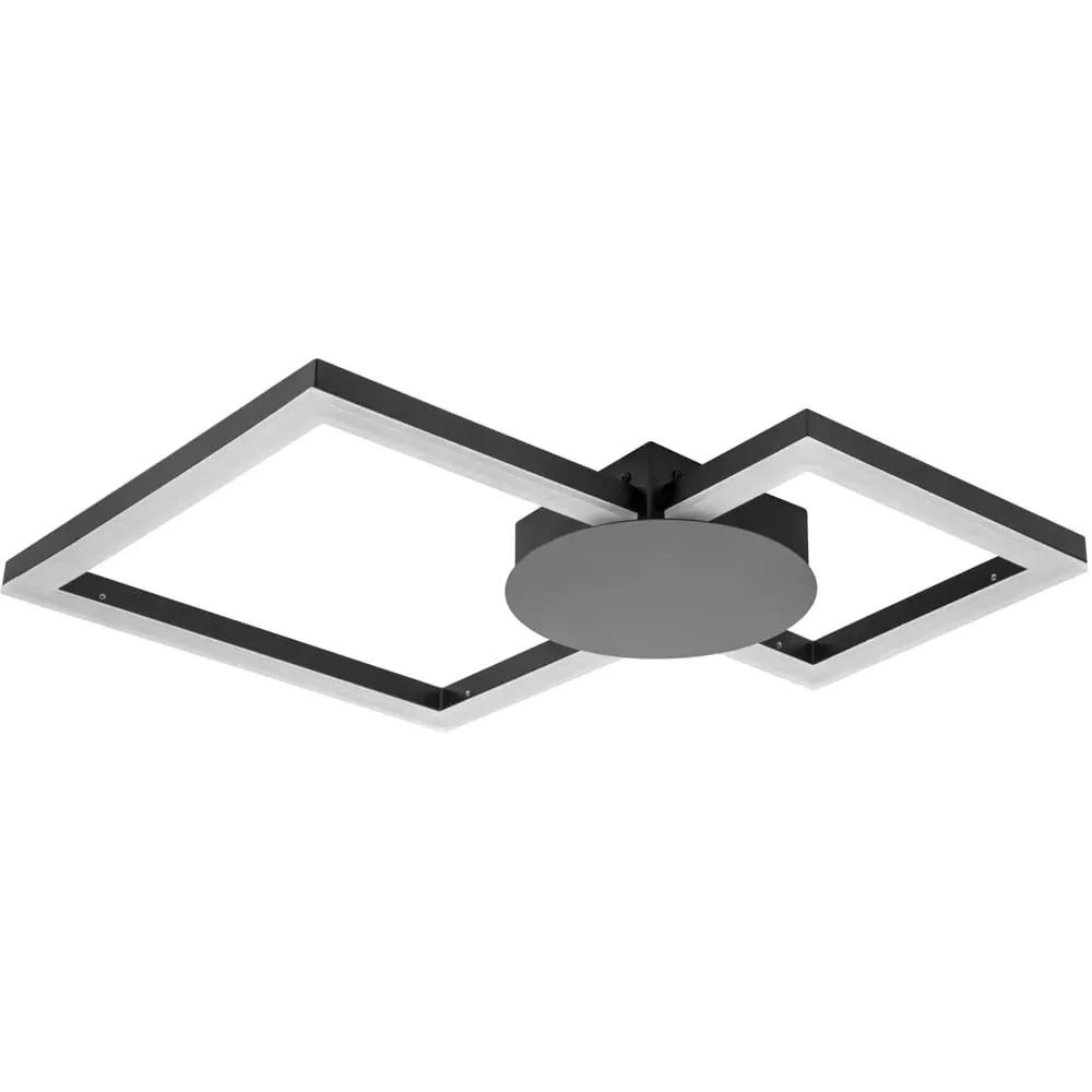 Miles 2 Square LED Flush Ceiling Light - Black, Matt Black image