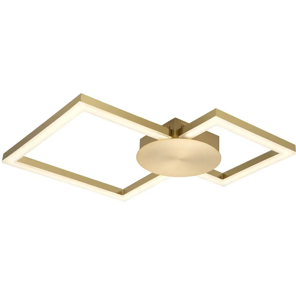 Miles 2 Square LED Flush Ceiling Light - Gold, Brushed Brass