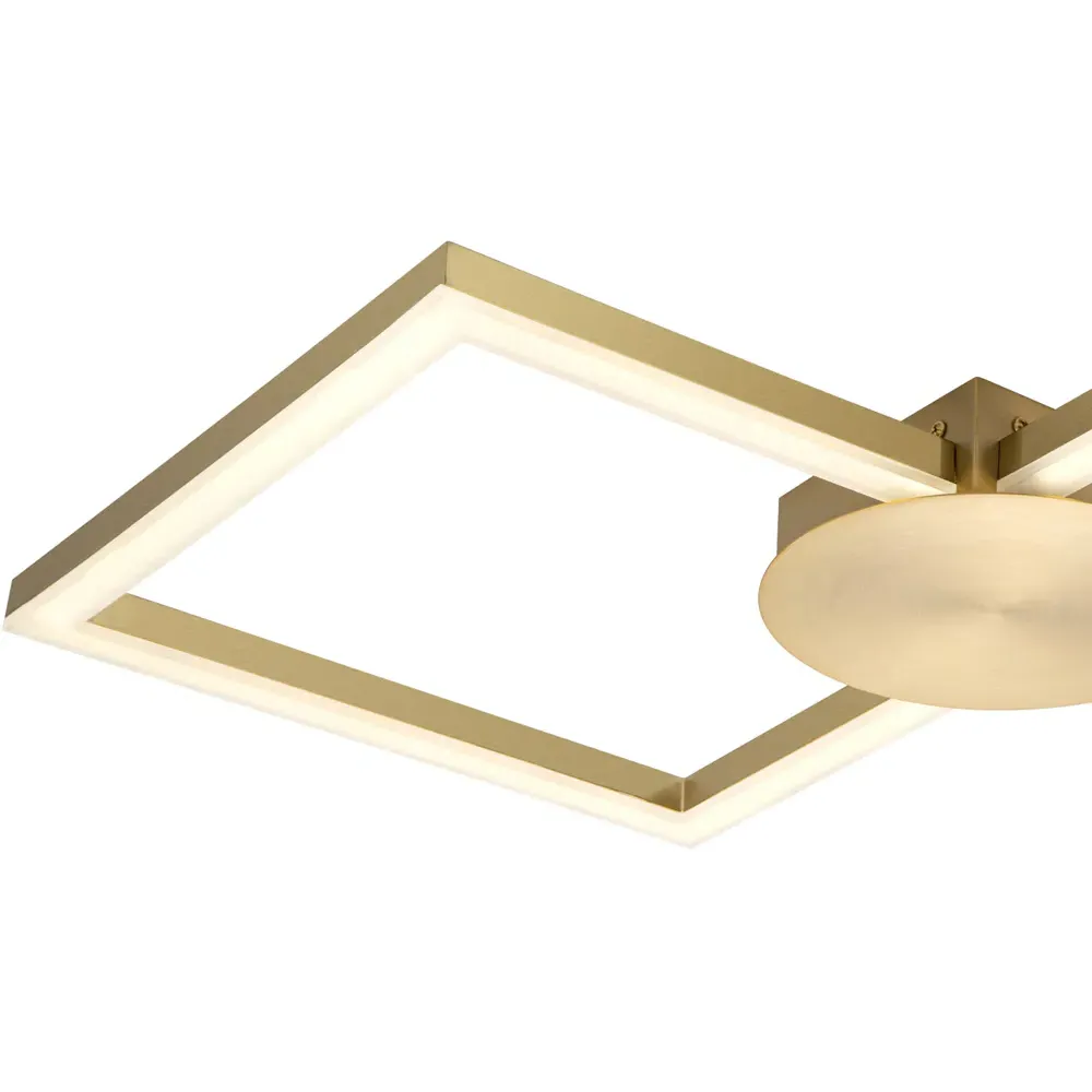 Miles 2 Square LED Flush Ceiling Light - Gold, Brushed Brass