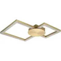 Miles 2 Square LED Flush Ceiling Light - Gold, Brushed Brass