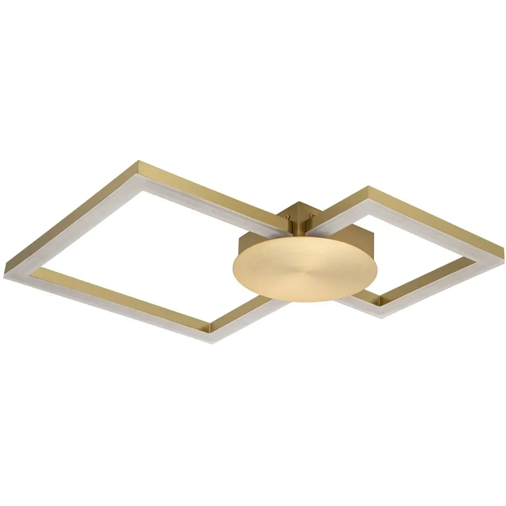 Miles 2 Square LED Flush Ceiling Light - Gold, Brushed Brass