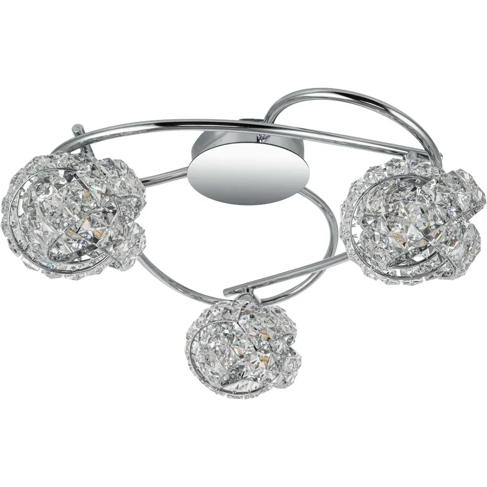 Mirri 3 Light Glass Beaded Shade Ceiling Light - Silver, Chrome image