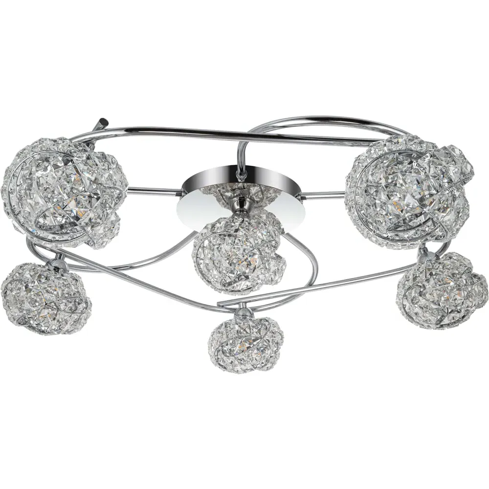 Mirri 6 Light Glass Beaded Shade Ceiling Light - Silver, Chrome
