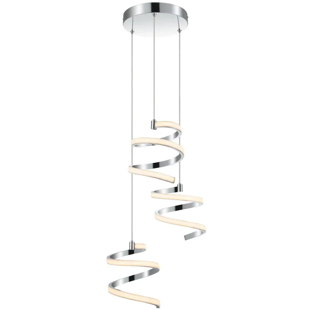 Nyah 3 Light Spiral Cluster LED Pendant Light - Chrome