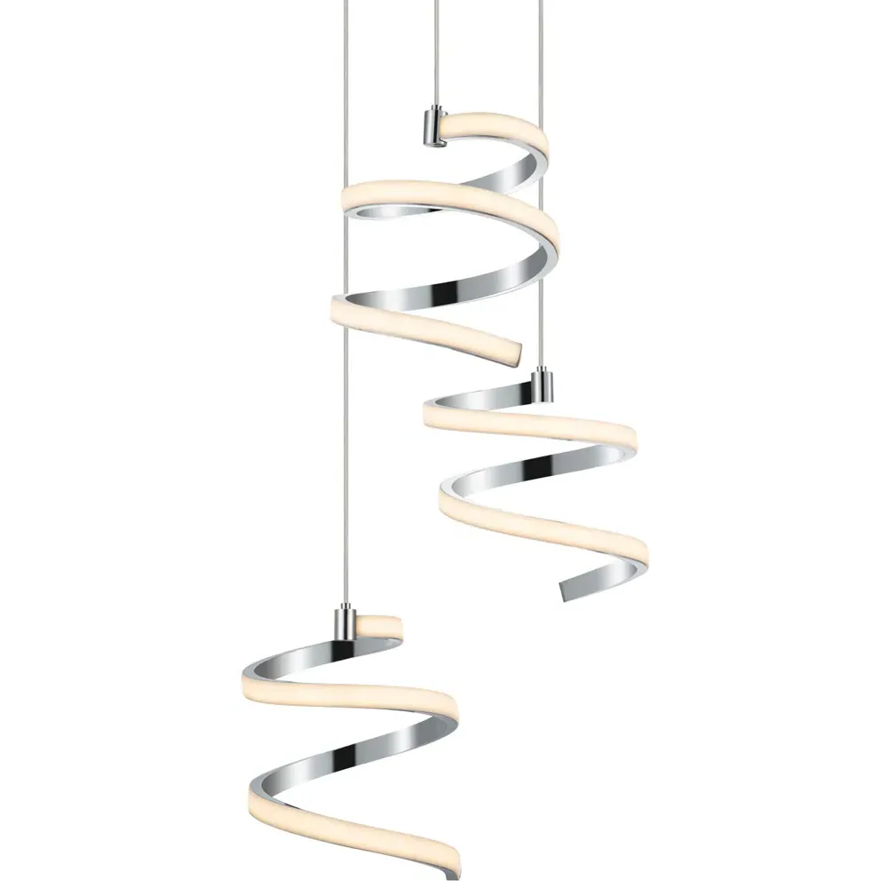 Nyah 3 Light Spiral Cluster LED Pendant Light - Chrome
