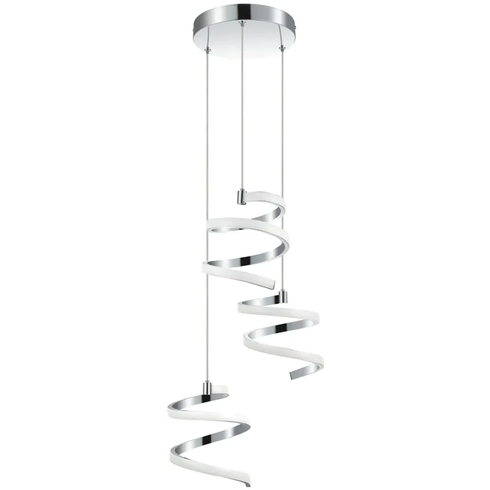 Nyah 3 Light Spiral Cluster LED Pendant Light - Chrome