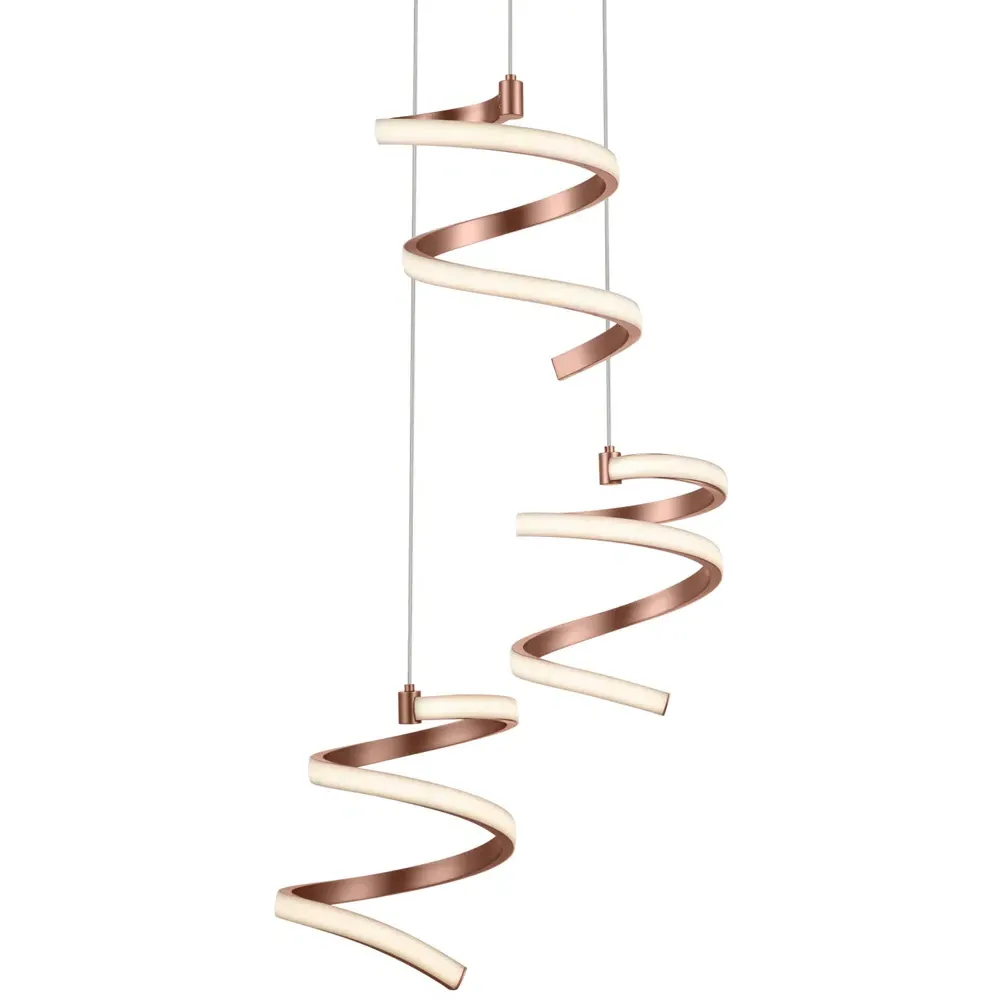 Nyah 3 Light Spiral Cluster LED Pendant Light - Gold
