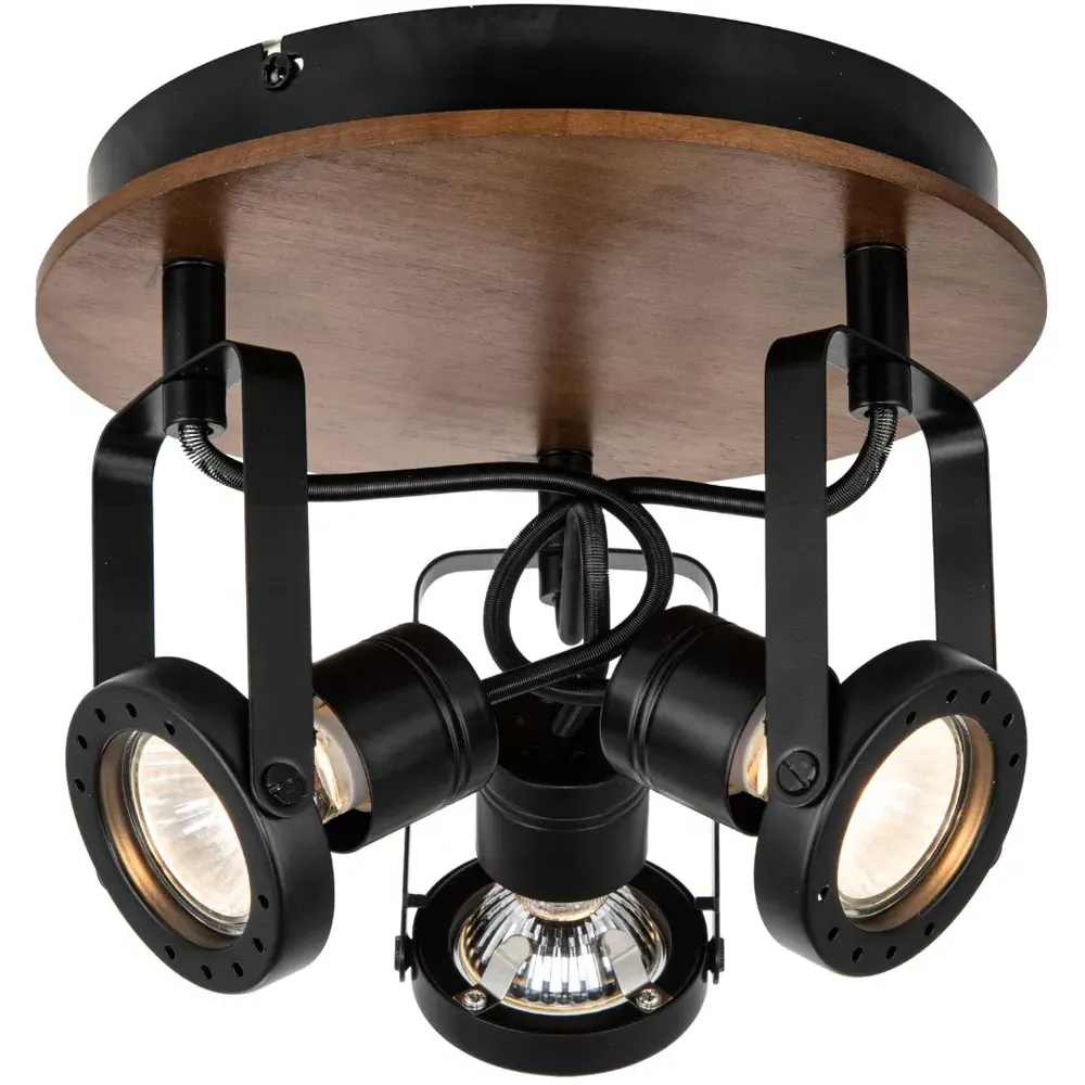 Riverton 3 Light Spotlight - Matt Black, Walnut