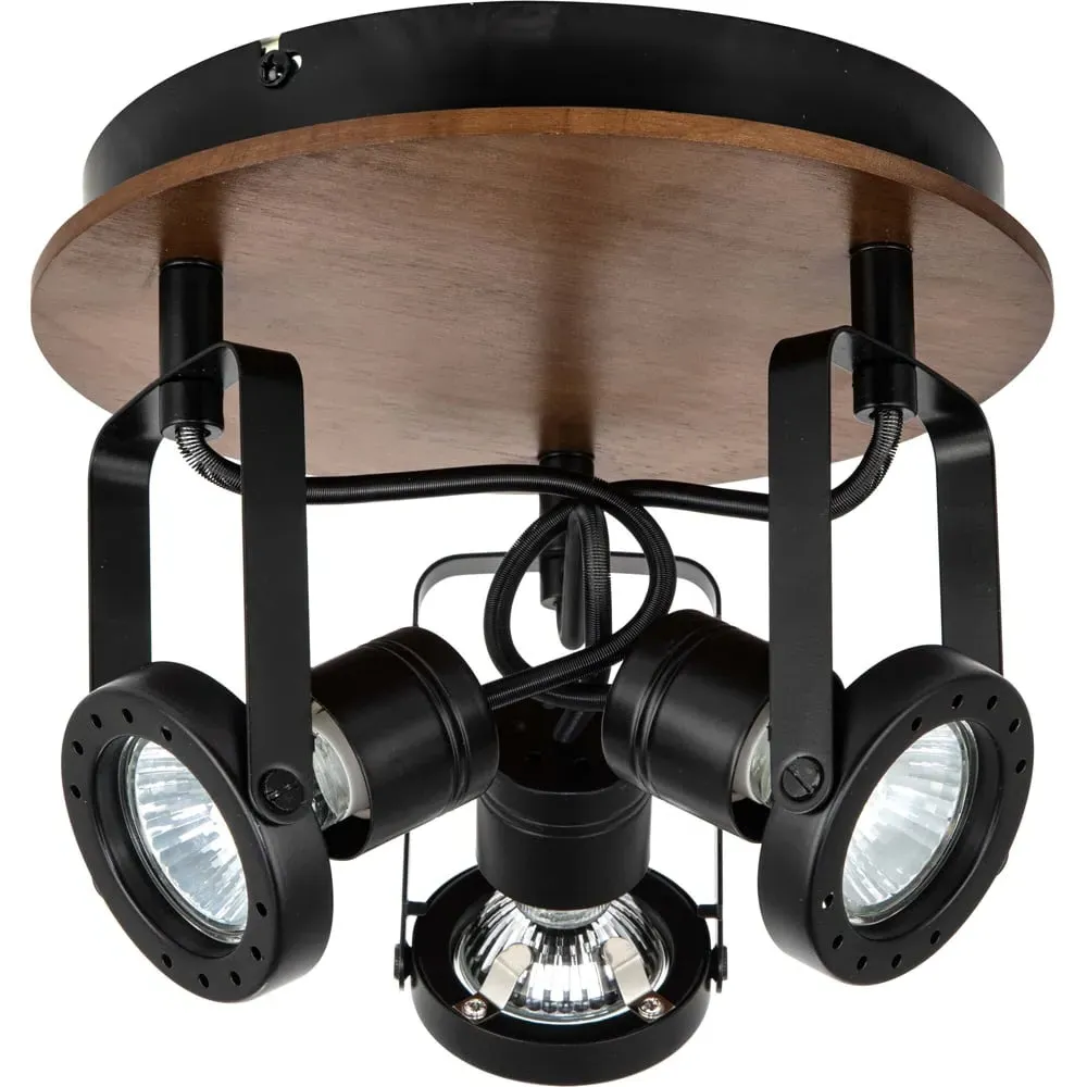Riverton 3 Light Spotlight - Matt Black, Walnut image