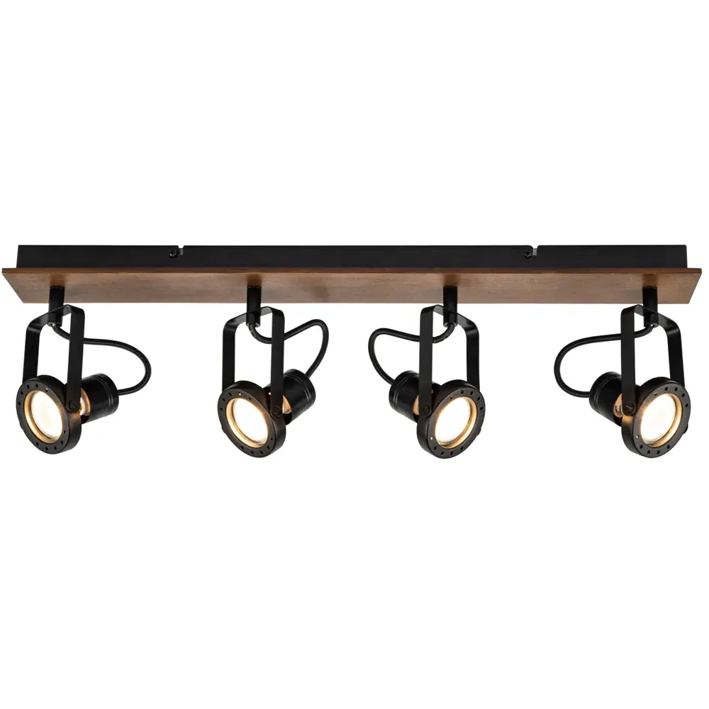 Riverton 4 Light Spotlight - Matt Black, Walnut