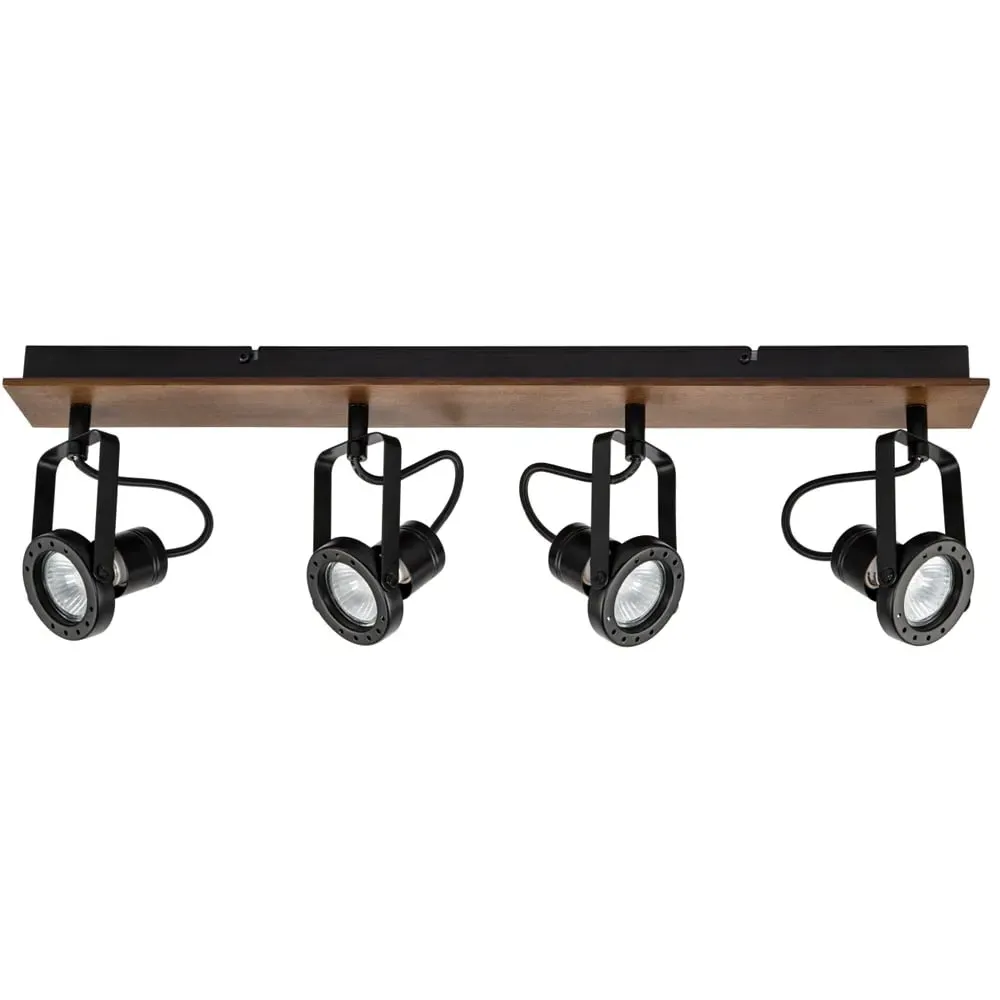 Riverton 4 Light Spotlight - Matt Black, Walnut