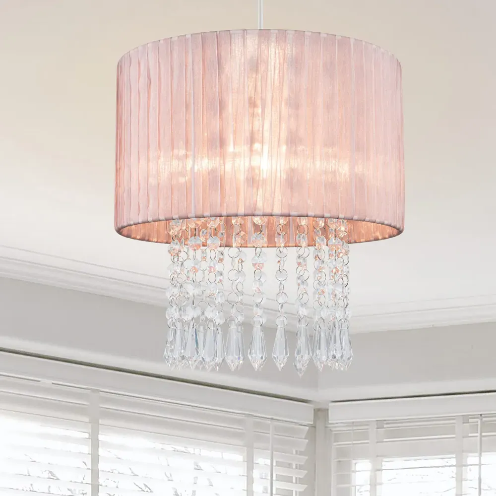 Winni Beaded Voile Easyfit Lamp Shade - Pink