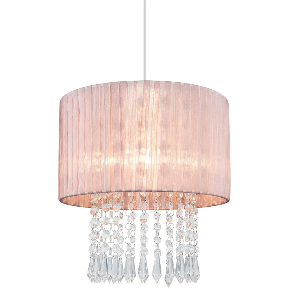 Winni Beaded Voile Easyfit Lamp Shade - Pink
