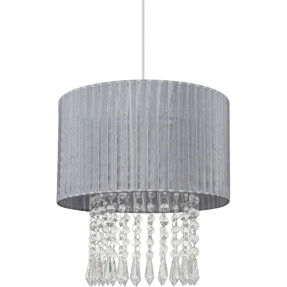 Winni Beaded Voile Easyfit Lamp Shade - Silver