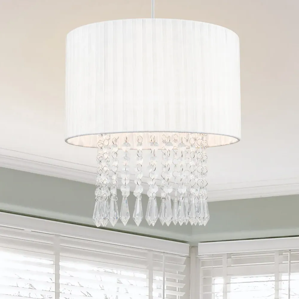 Winni Beaded Voile Easyfit Lamp Shade - White