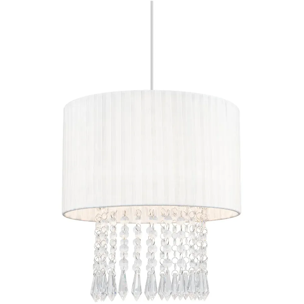 Winni Beaded Voile Easyfit Lamp Shade - White