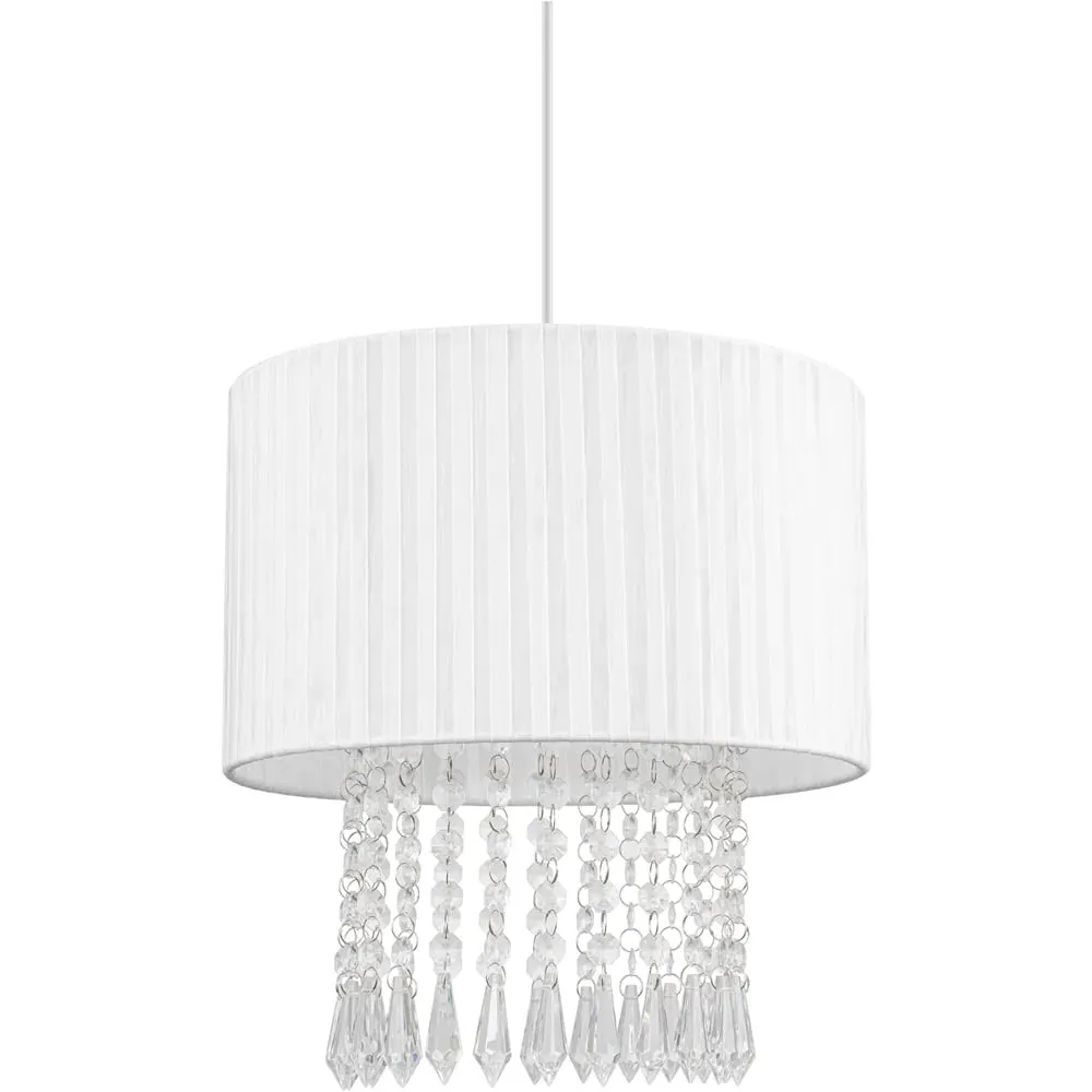 Winni Beaded Voile Easyfit Lamp Shade - White