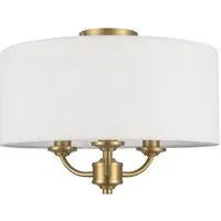 Winston 3 Light Faux Linen Ceiling Light - Gold