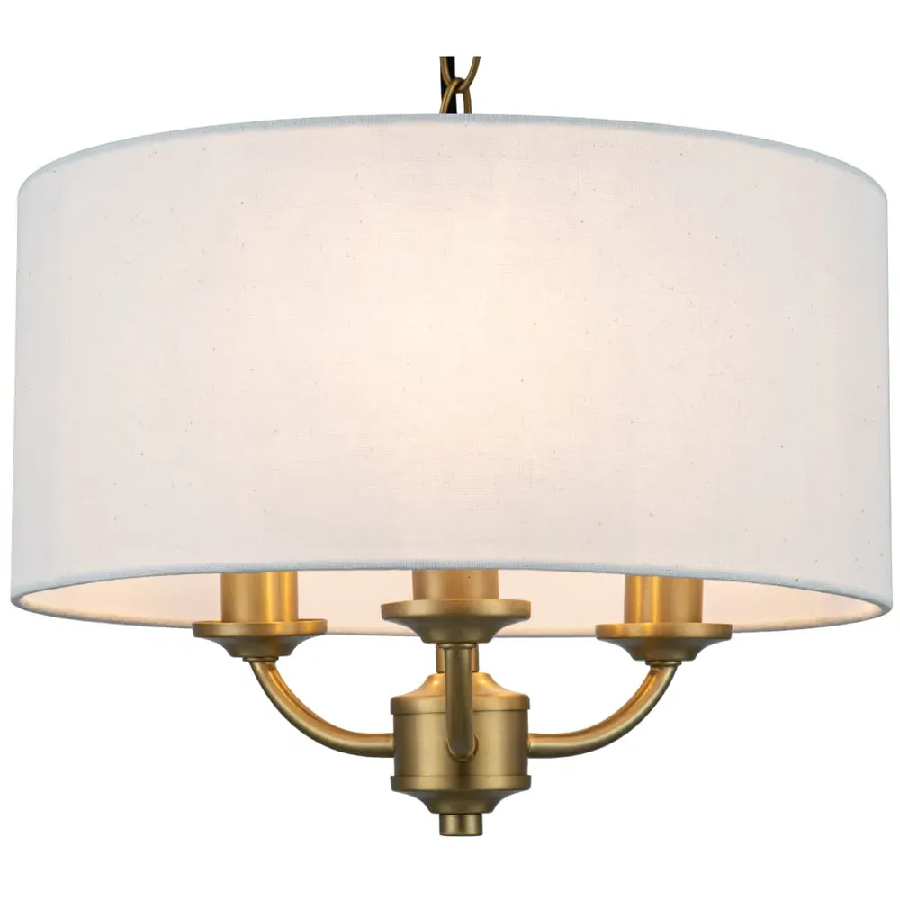 Winston 3 Light Faux Linen Pendant Light - Gold