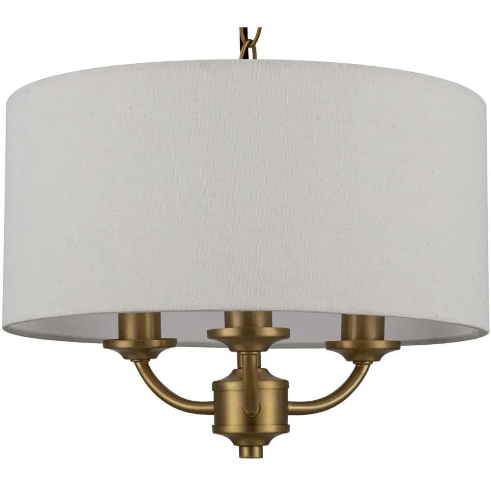 Winston 3 Light Faux Linen Pendant Light - Gold