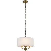 Winston 3 Light Faux Linen Pendant Light - Gold