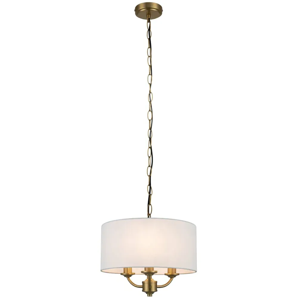 Winston 3 Light Faux Linen Pendant Light - Gold