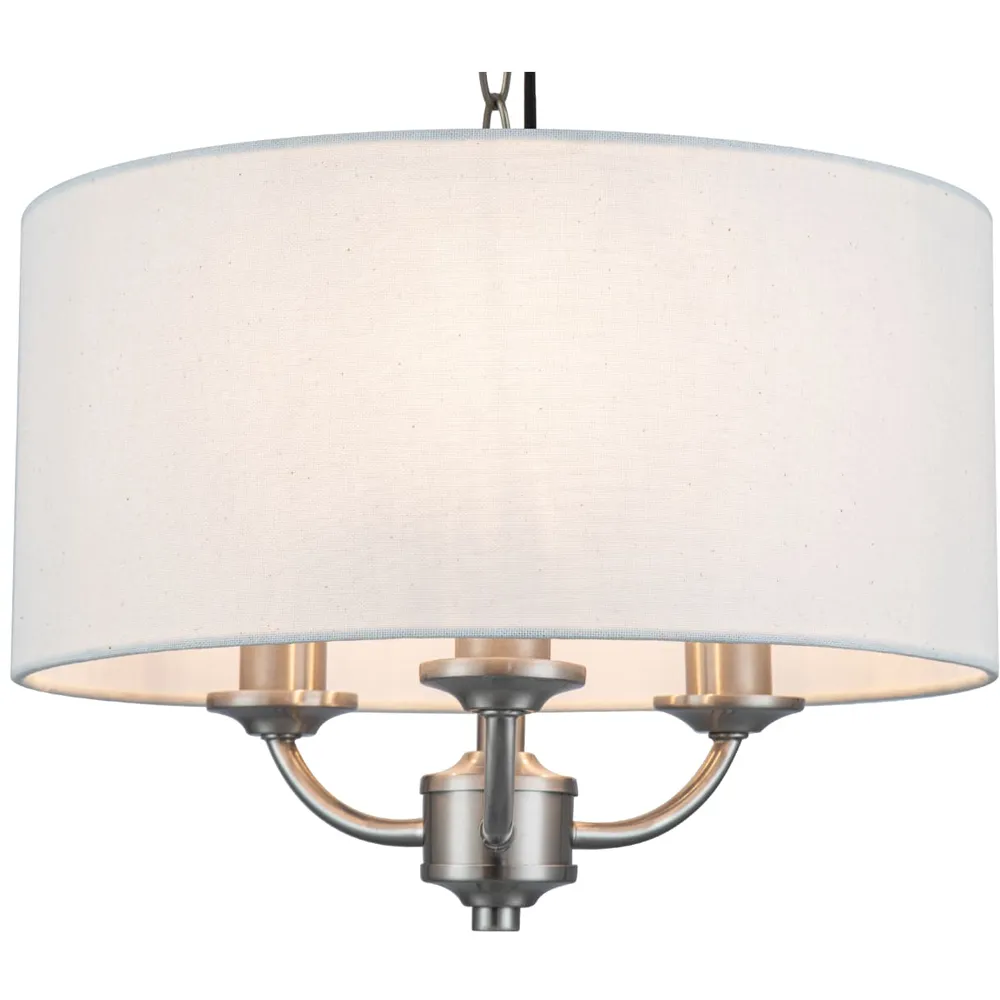 Winston 3 Light Faux Linen Pendant Light - Silver