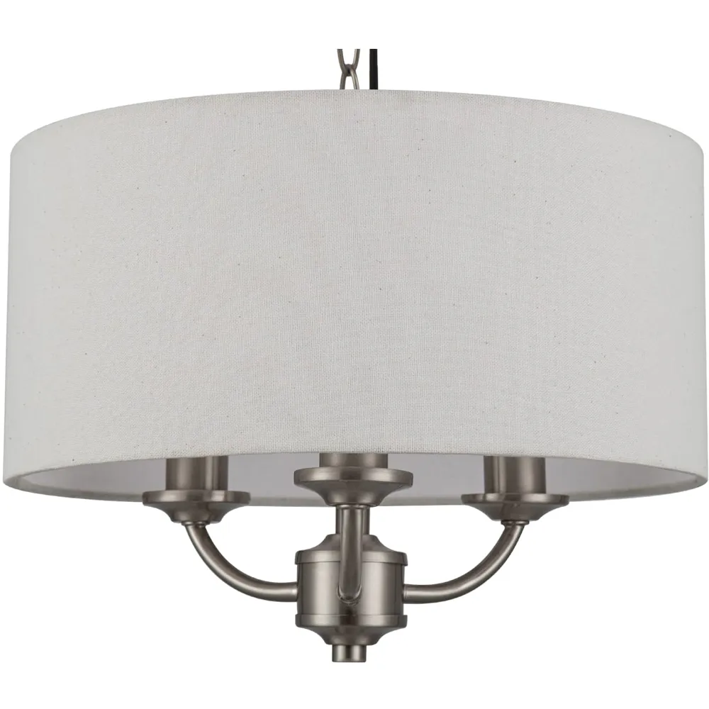 Winston 3 Light Faux Linen Pendant Light - Silver