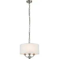 Winston 3 Light Faux Linen Pendant Light - Silver
