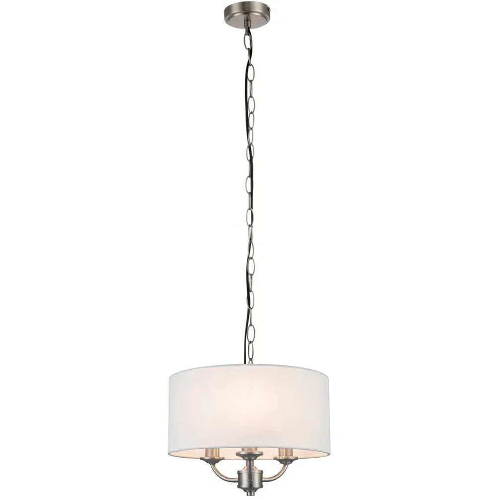 Winston 3 Light Faux Linen Pendant Light - Silver