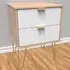 2 Drawer Bedside Table - White, Bardolino Oak