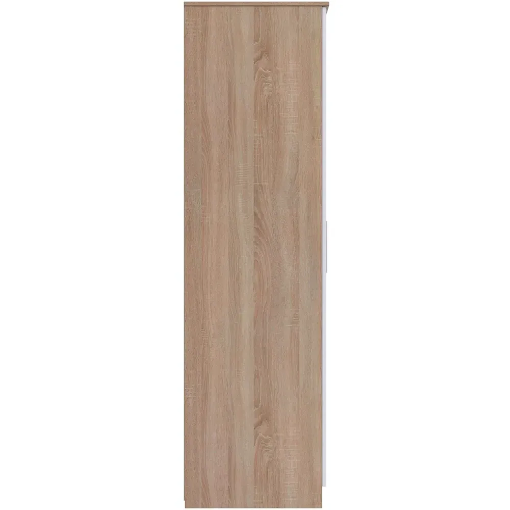 3 Door Tall Mirrored Wardrobe - White, Bardolino Oak