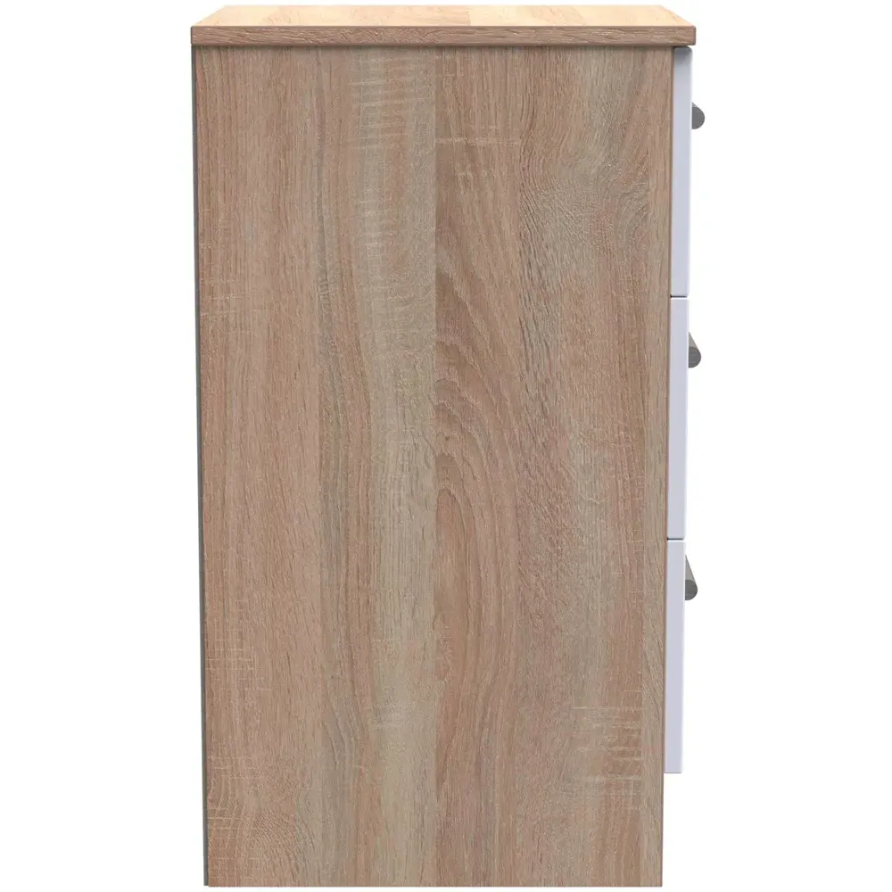 3 Drawer Bedside Cabinet - White, Bardolino Oak