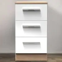 3 Drawer Bedside Cabinet - White, Bardolino Oak