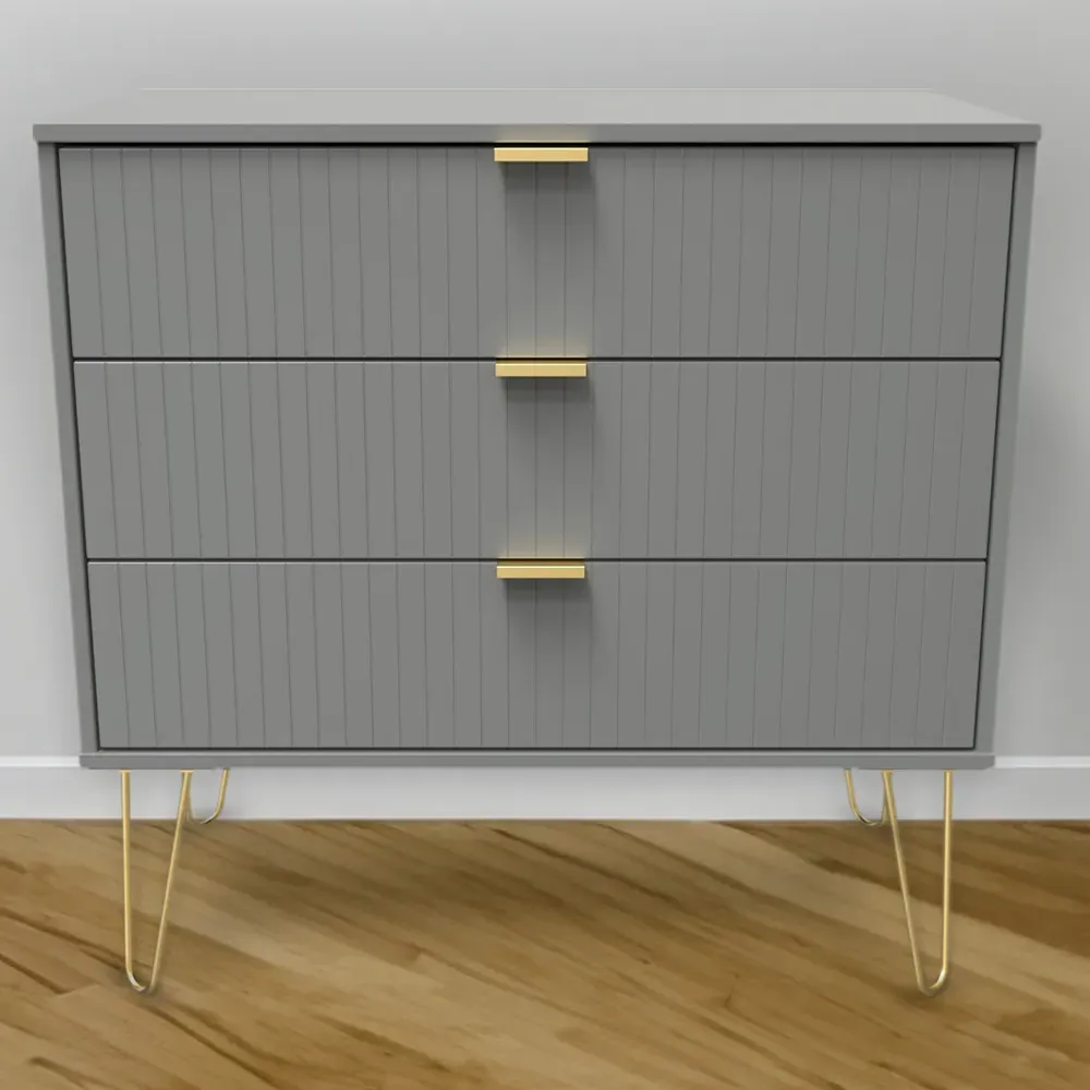 3 Drawer Wide Chest of Drawers - Dusk Grey image
