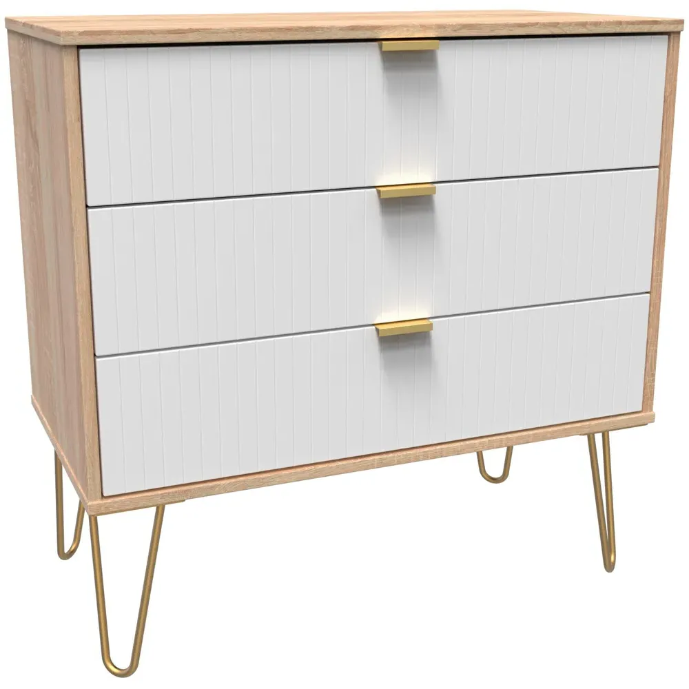 3 Drawer Wide Chest of Drawers - White