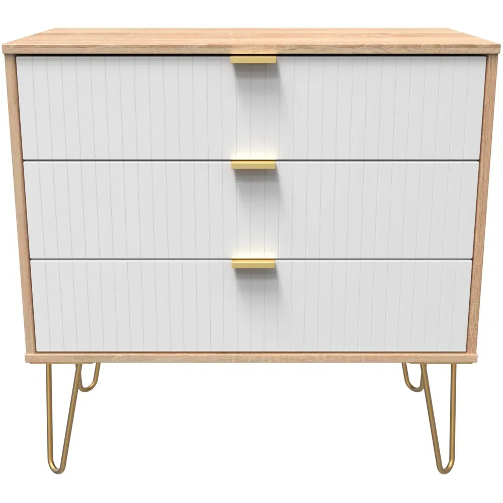 3 Drawer Wide Chest of Drawers - White