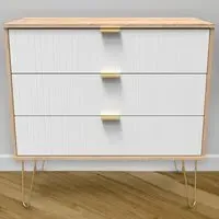 3 Drawer Wide Chest of Drawers - White