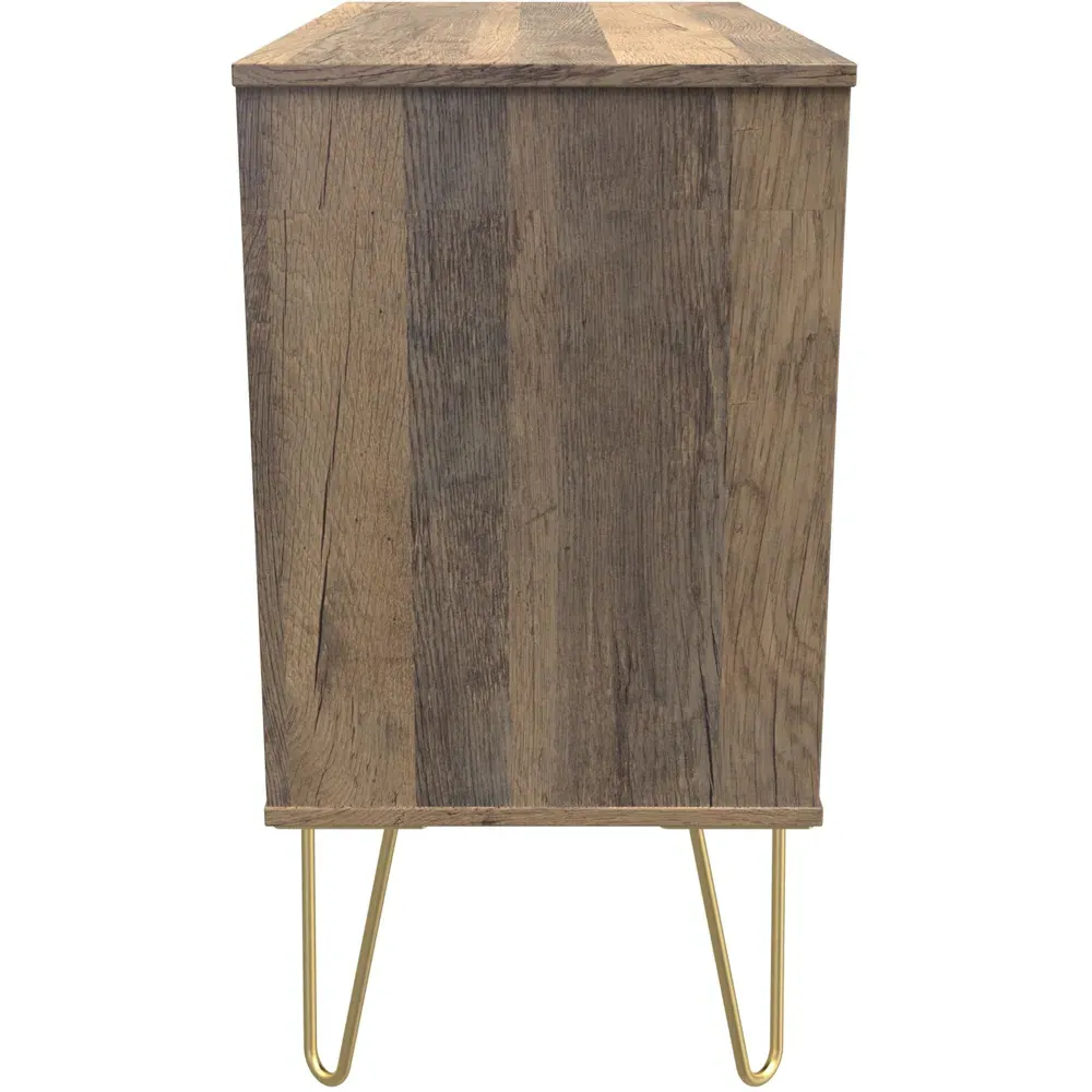 3 Drawer Wide Chest of Drawers - White, Vintage Oak