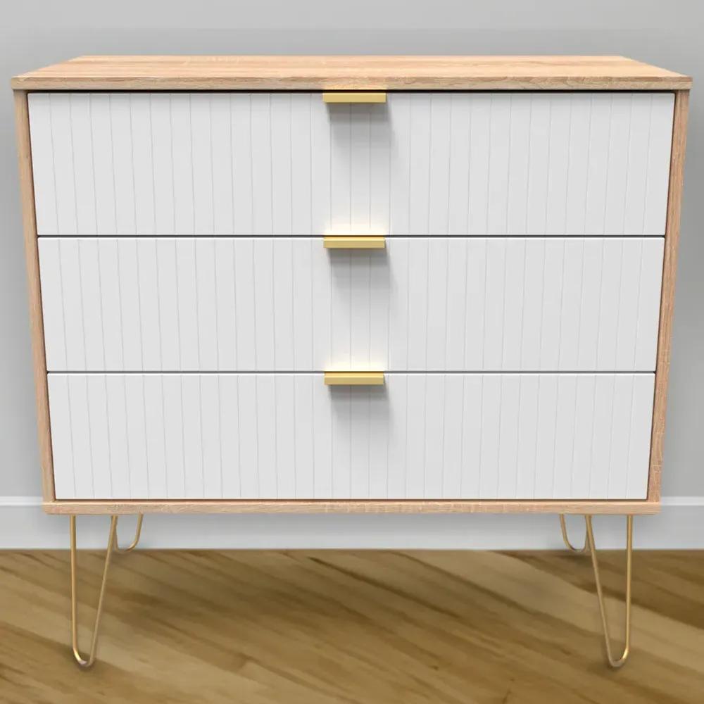 3 Drawer Wide Chest of Drawers - White