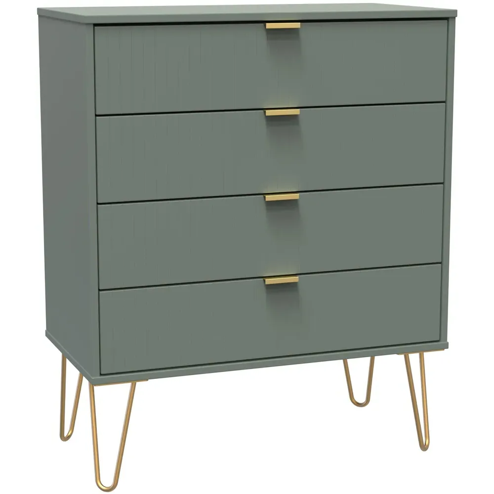 4 Drawer Wide Chest of Drawers - Reed Green